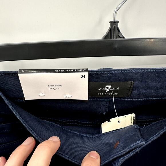 7 FOR ALL MANKIND NWT High Waist Super Skinny Ankle in Coated Ink // 00 - Picture 8 of 12